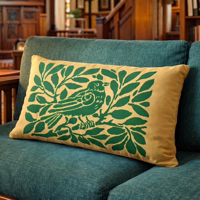 Coussin Rectangle Style Artisan Oiseau Sur Branche  (Créateur téléchargé)