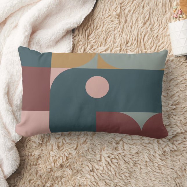 Coussin Rectangle Style Bauhaus Brown, Turquoise, Tan (Couverture)