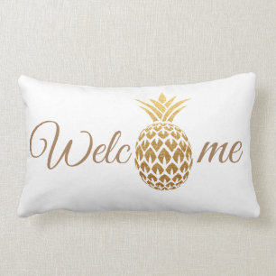 Coussin Rectangle Style moderne Gold Ananas White Accueil