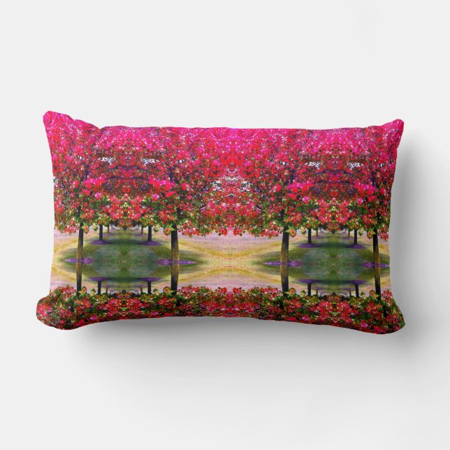 Coussin Rectangle Style monet rose paysage d'automne, feuille rose (Recto)