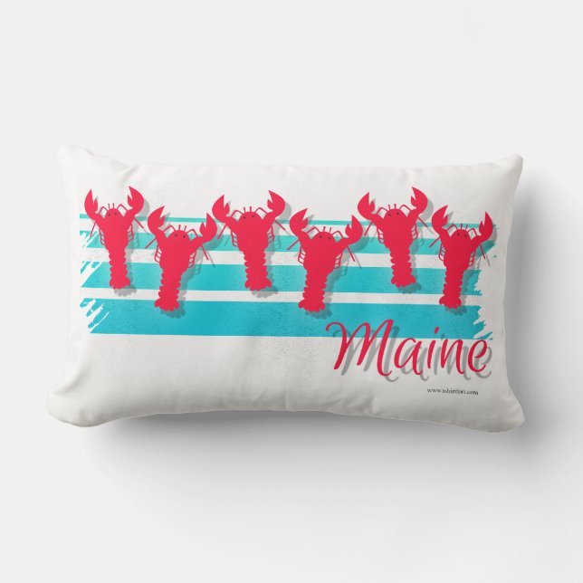 Coussin Rectangle Style rétro de la ligne de homard du Maine (Recto)