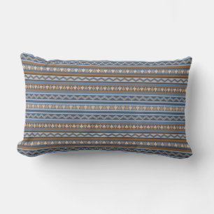Coussin Rectangle Style sud-ouest bleu et Motif géométrique Brown