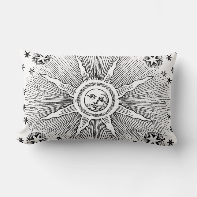 Coussin Rectangle Sun Stars Antique Nuit Ciel Médiéval Zodiac (Recto)
