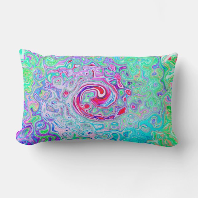 Coussin Rectangle Super Abstrait rose rétro et vert (Recto)