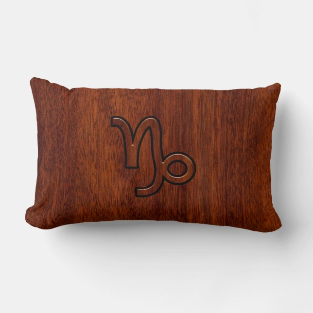 Coussin Rectangle Symbole de Capricorn Zodiac dans Mahogany Brown (Recto)