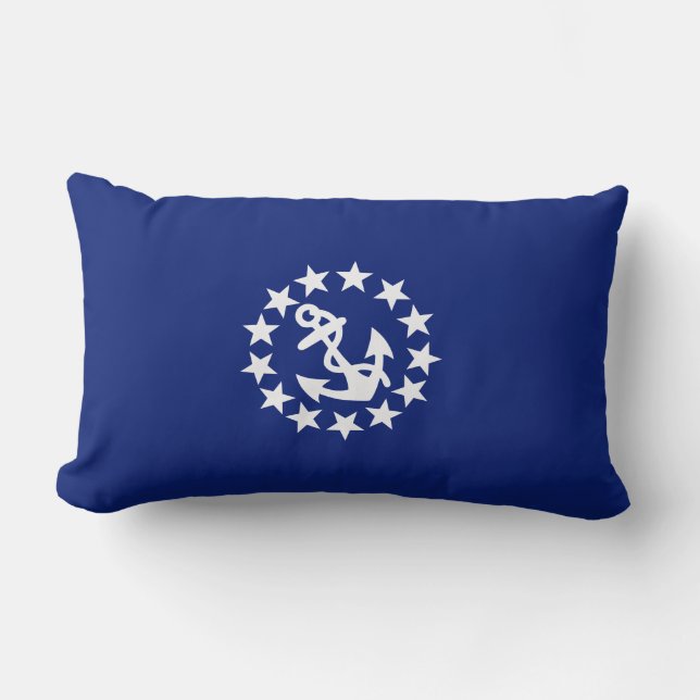 Coussin Rectangle Symbole de l'Ancre du drapeau du yacht sur bleu (Recto)