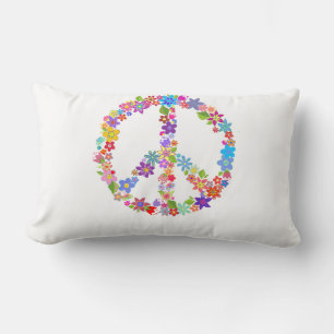Coussin Rectangle Symbole de paix Fleur puissance colorée Design