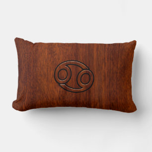 Coussin Rectangle Symbole du cancer Zodiaque sur le décor en acajou