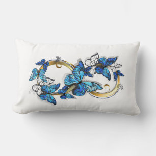 Coussin Rectangle Symbole infini de papillons Morpho bleus