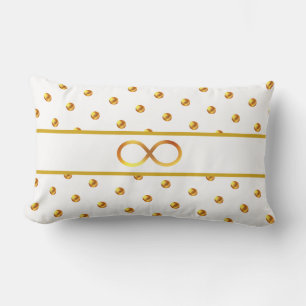 Coussin Rectangle Symbole Pois d'or et d'infini en blanc