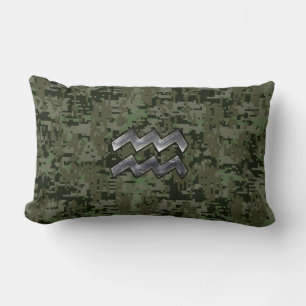Coussin Rectangle SYMBOLE Zodiaque Aquarius Camouflage numérique ver