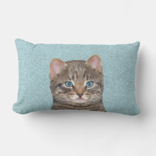 Coussin Rectangle Tabby Gris Peinture Chat - Cute Original Art Chat
