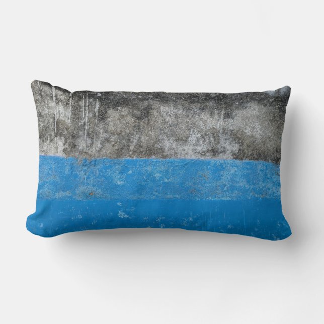 Coussin Rectangle Tableau abstrait bleu et blanc (Recto)