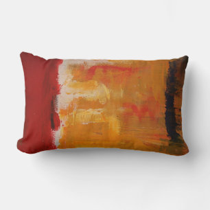 Coussin Rectangle Tableau Abstrait moderne rouge jaune blanc coloré