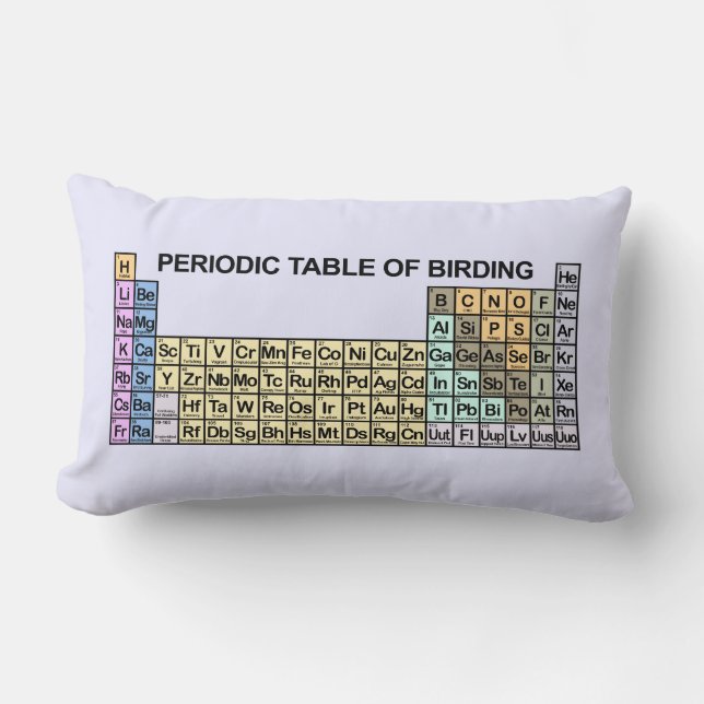 Coussin Rectangle Tableau périodique de Birding (Recto)