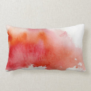 Coussin Rectangle Tache rouge, peint à la main abstrait d'aquarelle