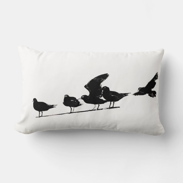 Coussin Rectangle Taie d'oreiller à motif mouette esquisseé (Recto)