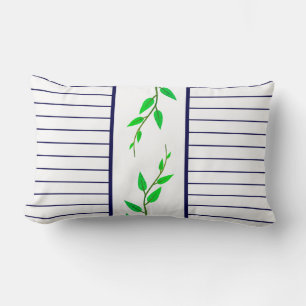Coussin Rectangle Taie d'oreiller Feuilles Vert Clair et Rayures Ble