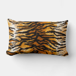 Coussin Rectangle Tan & Gold Tiger Imprimer Lombage Lame