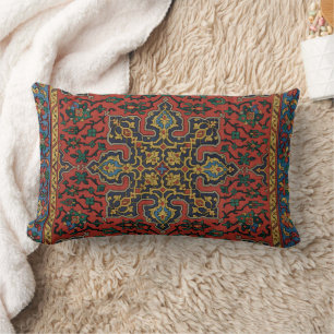 Coussin Rectangle Tapisserie de tapis persan rouge bleu classique