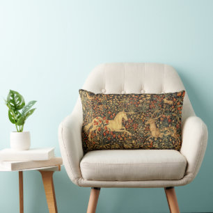 Coussin Rectangle Tapisserie médiévale Licorne & Cerf