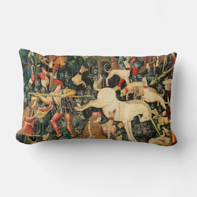 Coussin Rectangle Tapisseries Unicorn Classique médiéval défend la c (Recto)