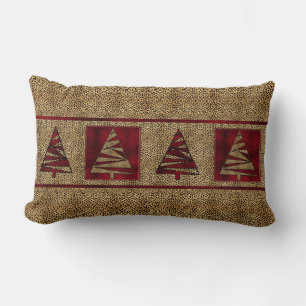 Coussin Rectangle Teintes rouges profondes avec papier au guépard