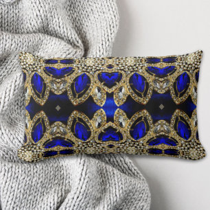 Coussin Rectangle tendance or turquoise élégant argent bleu profond
