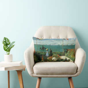Coussin Rectangle Terrasse en bord de mer à Claude Monet