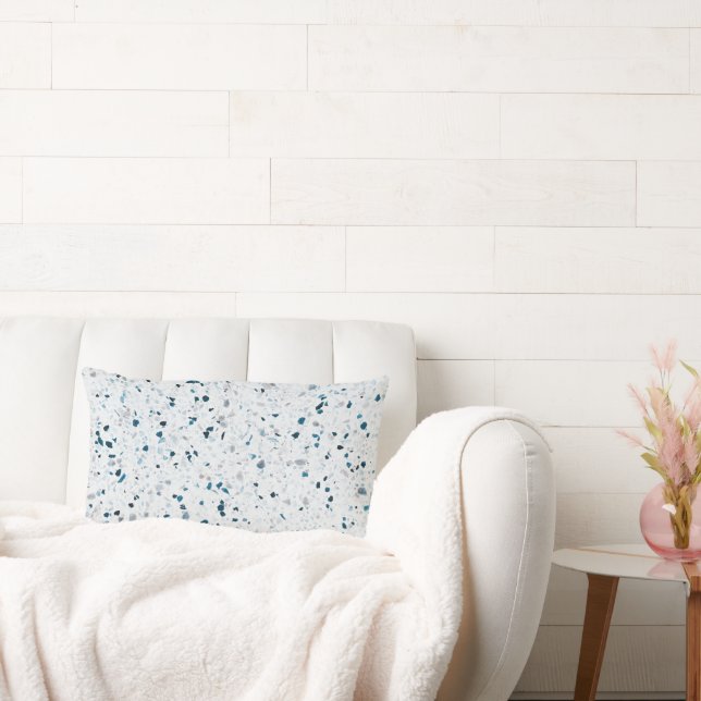 Coussin Rectangle Terrazzo Elégant Turquoise bleu vert blanc gris ré (Canapé)