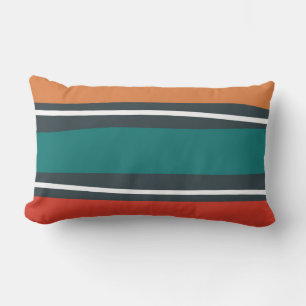 Coussin Rectangle Terre cuite rouge blanc rétro art ondulé