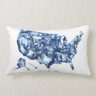 Coussin Rectangle Terre que j'aime - Carte des États-Unis