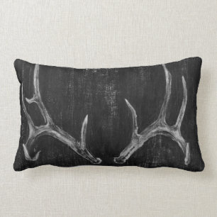Coussin Rectangle Tête animale de cerfs communs rustiques sur le
