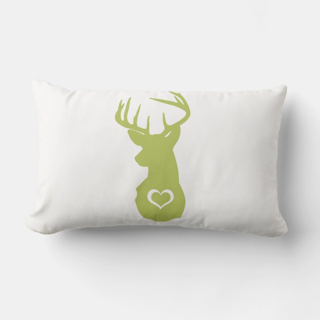 COUSSIN RECTANGLE TÊTE DE CERFS COMMUNS DE HIPPIE AVEC DES COEURS (Recto)