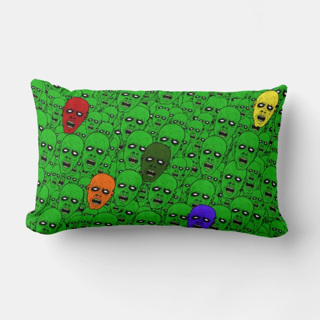 Coussin Rectangle Têtes de zombies sans mort (Recto)
