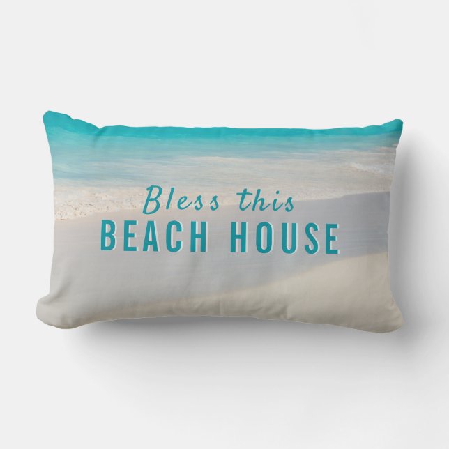 Coussin Rectangle Texte personnalisé côtier Maison de plage (Recto)