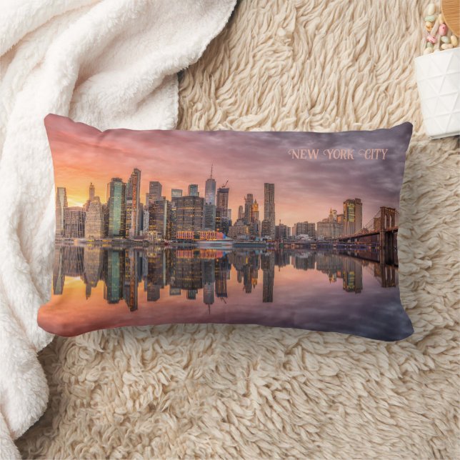 Coussin Rectangle Texte personnalisé New York City Skyline (Couverture)