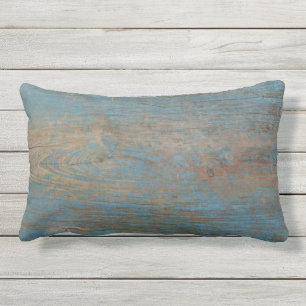 Coussin Rectangle Texture bleue en bois de plage de Faux