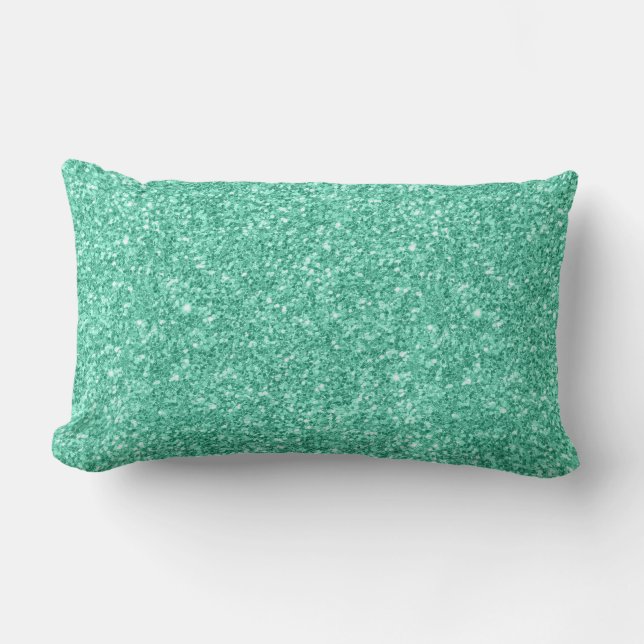 Coussin Rectangle Texture de Parties scintillant verte à la menthe (Recto)