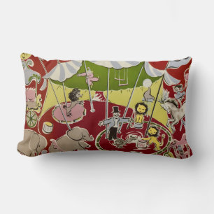 Coussin Rectangle Thème de la piste d'animaux de cirque rétro vintag