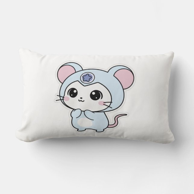 Coussin Rectangle Throw Pillow Cute little lovely mouse  (Recto)