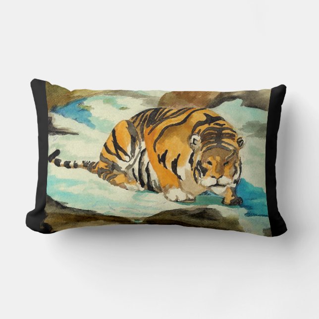 Coussin Rectangle Tigre aquarelle (Recto)