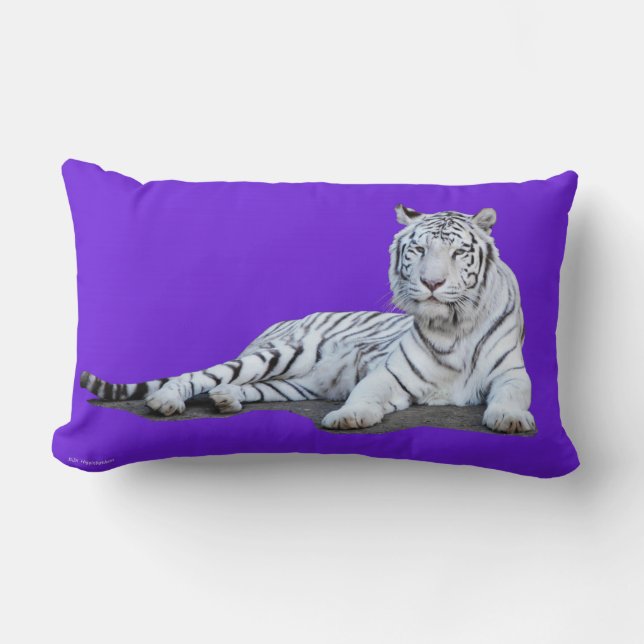 Coussin Rectangle Tigre blanc sur le pourpre (Recto)