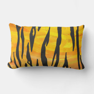 Coussin Rectangle Tigre Impression Noir et Orange