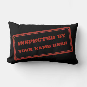 Coussin Rectangle Timbre en caoutchouc rouge amusant inspecté par VO
