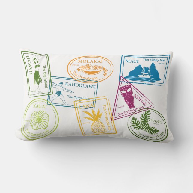 Coussin Rectangle Timbre tropical hawaïen 13" de passeport x20" pi (Recto)