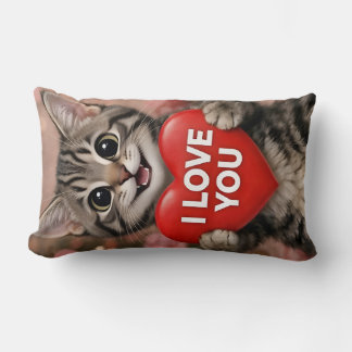 Coussin Rectangle Tinsel le chaton de Noël "Je t'aime"