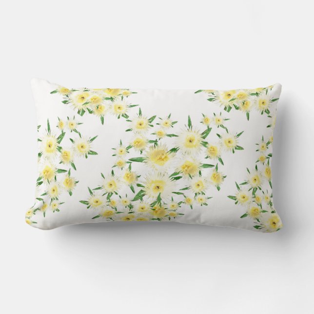 Coussin Rectangle Tissu à motif de feuilles et fleurs de figues acid (Recto)