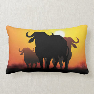 Coussin Rectangle Tissu de Buffalo et de Kuba de cap