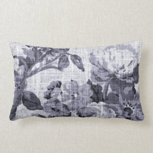 Coussin Rectangle Tissu floral pourpre bleu No.5 de Toile de mûre